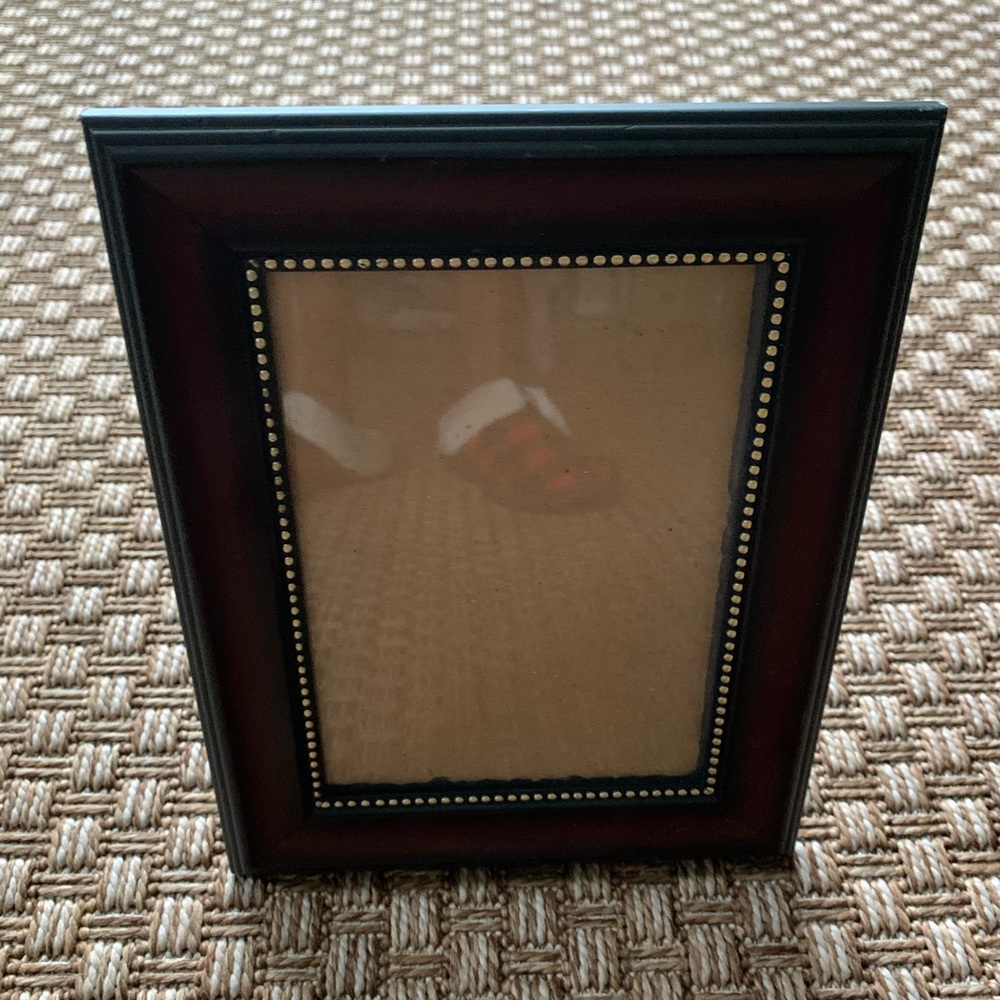 Wood Grain Gold Beaded Design 5x7 Photo Picture Frame Wall Mount or Easel Back